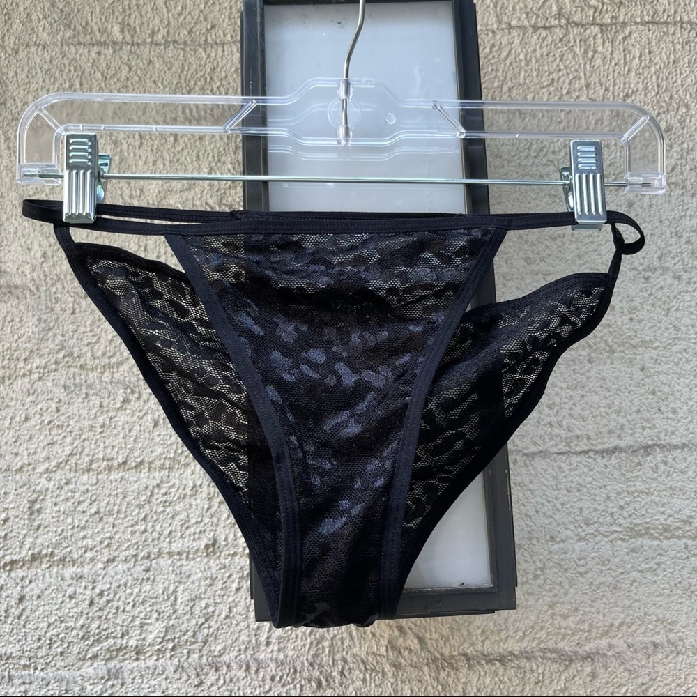 Black Leopard Print Lace Lingerie Panties size Small